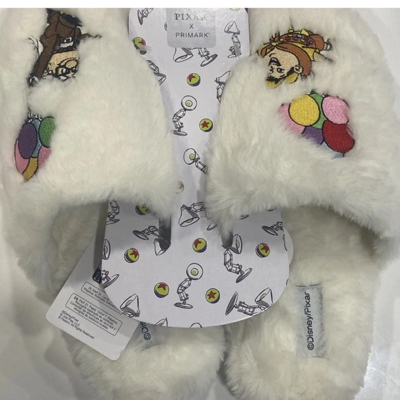 Primark Disney Pixar UP Russel & Carl Fluffy Mules Primark Slipper Size L 9/10 - Picture 1 of 6